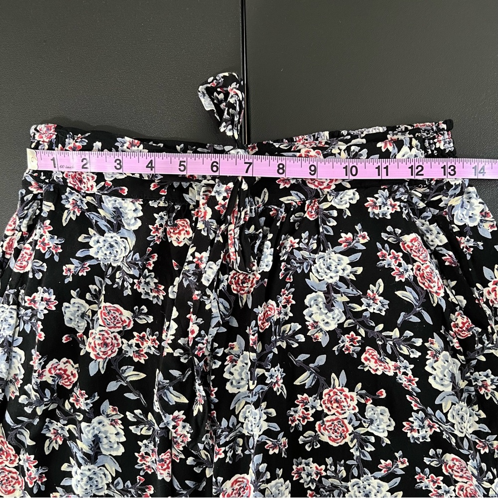 ANGIE Floral Wide Leg Tie Waist Pants Size L - Picture 4 of 5